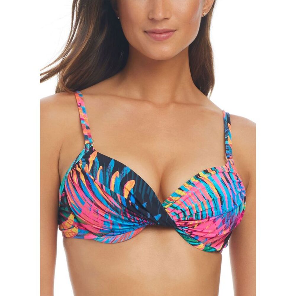 Bleu by Rod Beattie Womens Printed Twisted Underwire Bikini Top 8 Multi  NWT $83